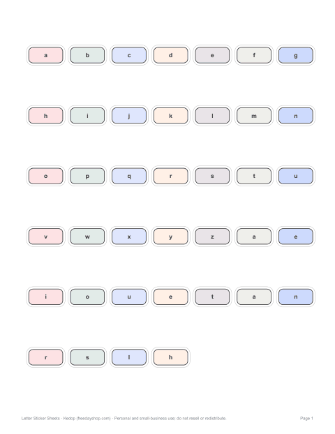 Preview of the first page of Lowercase letters (squares)