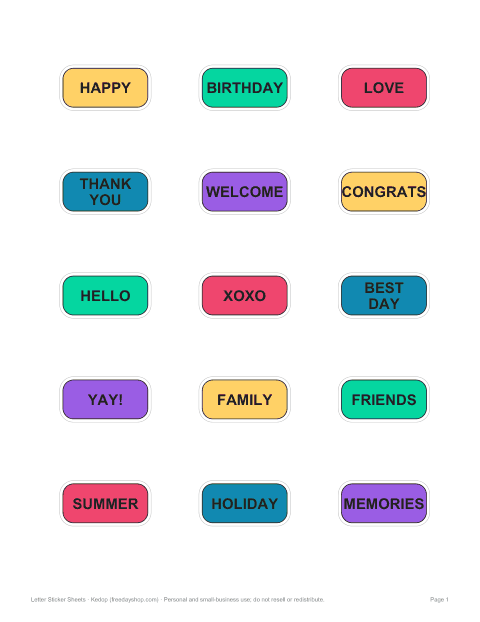 Preview of the first page of Word stickers