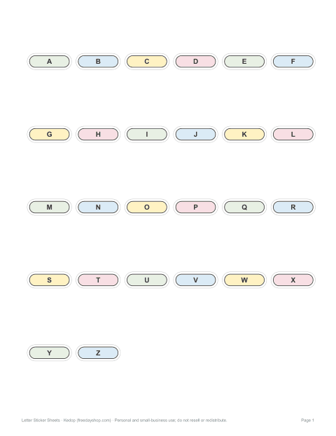 Preview of the first page of Alphabet tags