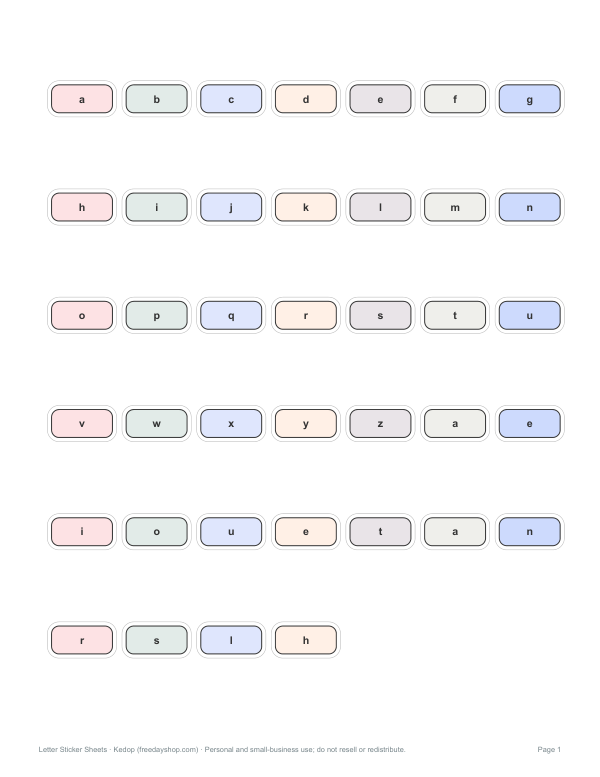 Preview of Printable Lowercase Letter Stickers